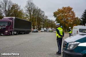 policjanci obserwują ruch na drodze