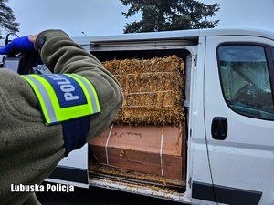 policjant fotografuje ładunek w przestrzeni bagażowej